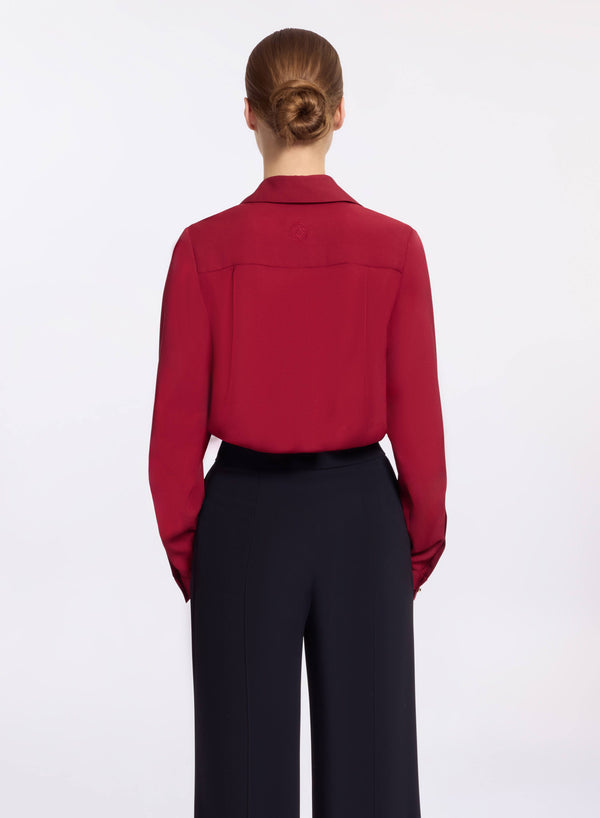 Elie Saab Silk Shirt Luscious Red