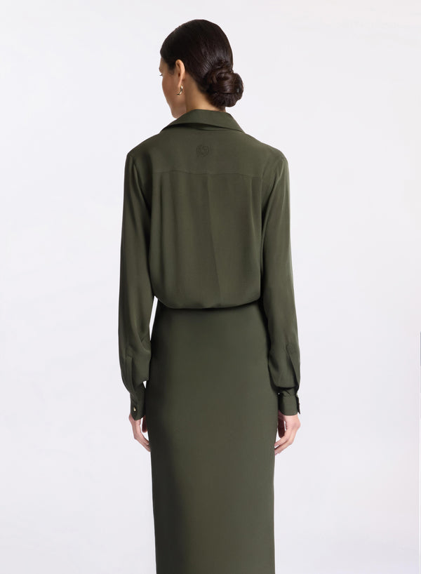 Elie Saab Silk Shirt Palm Shade