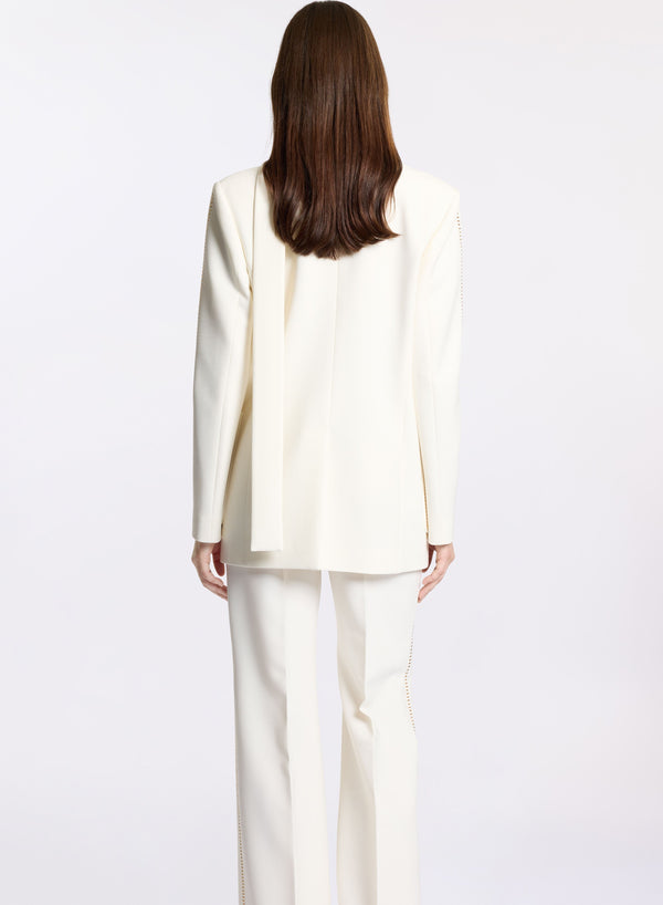 Elie Saab Stud Embellished Blazer Off White