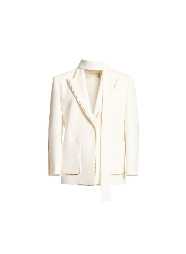 Elie Saab Stud Embellished Blazer Off White