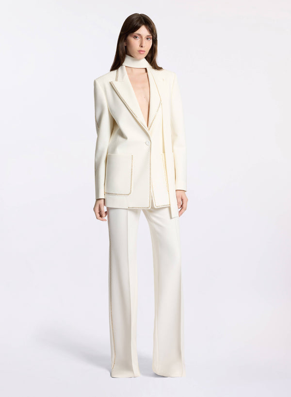 elie saab Stud embellished blazer Off White
