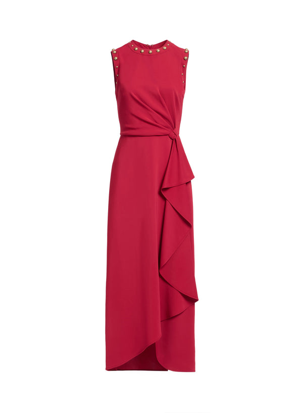 Elie Saab Stud Embellished Cady Dress Luscious Red