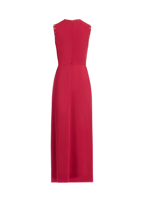 Elie Saab Stud Embellished Cady Dress Luscious Red