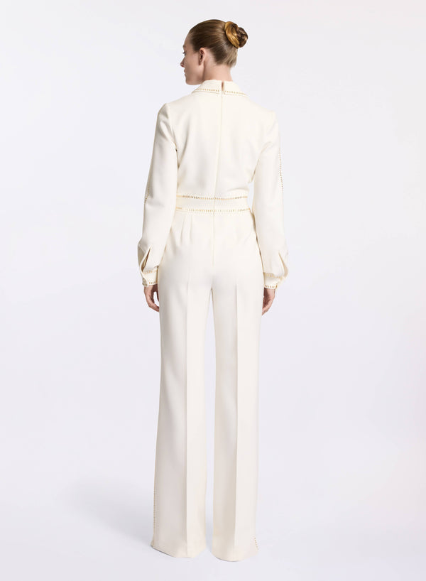 Elie Saab Stud Embellished Jumpsuit Off White