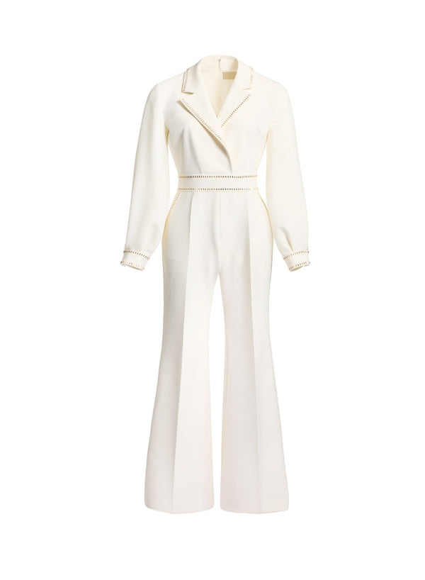 Elie Saab Stud Embellished Jumpsuit Off White