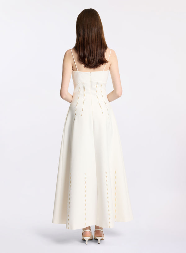 Elie Saab Stud Embellished Midi Dress Off White