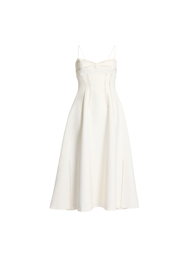 Elie Saab Stud Embellished Midi Dress Off White