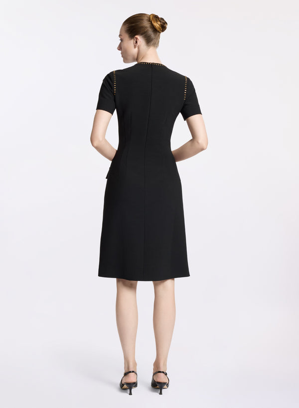 Elie Saab Stud Embellished Short Dress Black