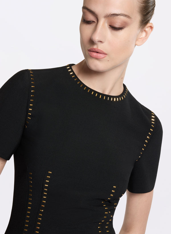 Elie Saab Stud Embellished Short Dress Black