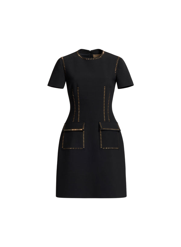 Elie Saab Stud Embellished Short Dress Black