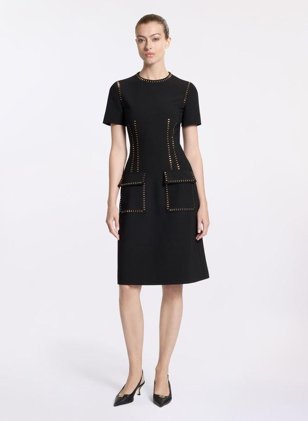 elie saab Stud embellished short dress Black