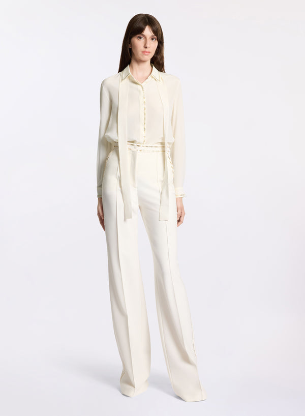 elie saab Stud embellished silk shirt Off White