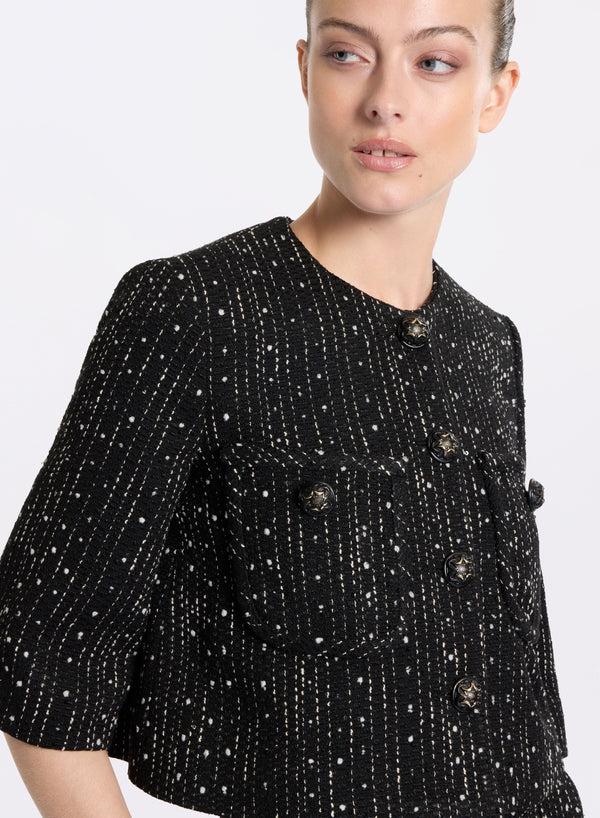 Elie Saab Tweed Jacket Black And White