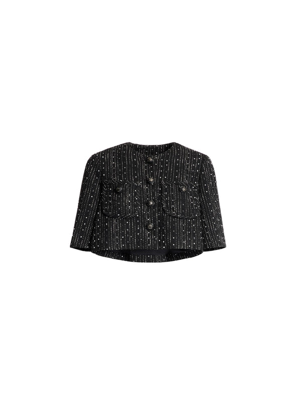 Elie Saab Tweed Jacket Black And White