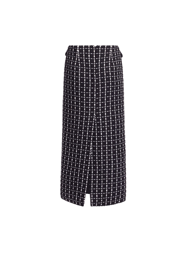 Elie Saab Tweed Midi Skirt Black And White