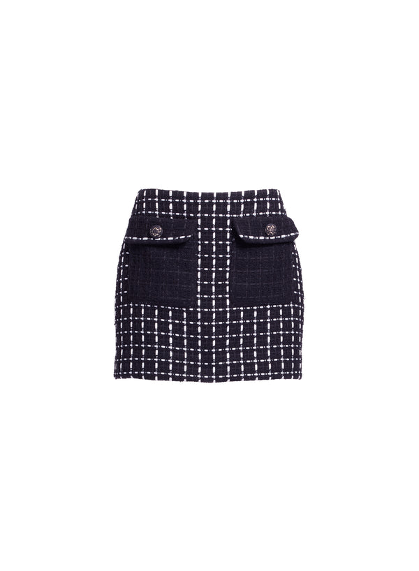 Elie Saab Tweed Short Skirt Black And White