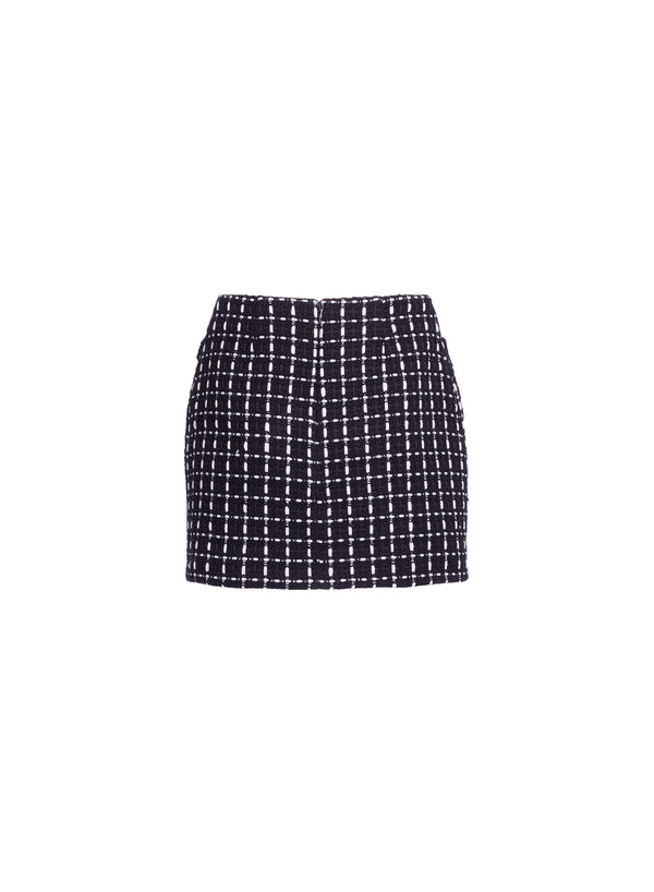 Elie Saab Tweed Short Skirt Black And White
