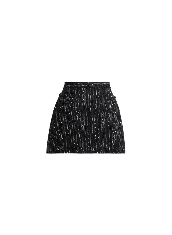 Elie Saab Tweed Short Skirt Black And White