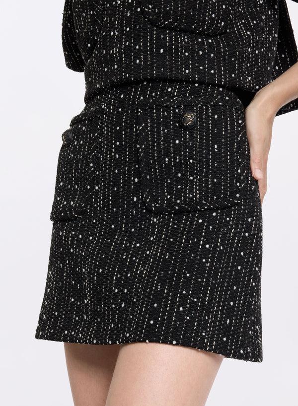 elie saab Tweed short skirt Black and White