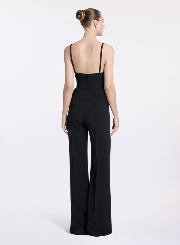 Elie Saab V-neck Cady Jumpsuit Black