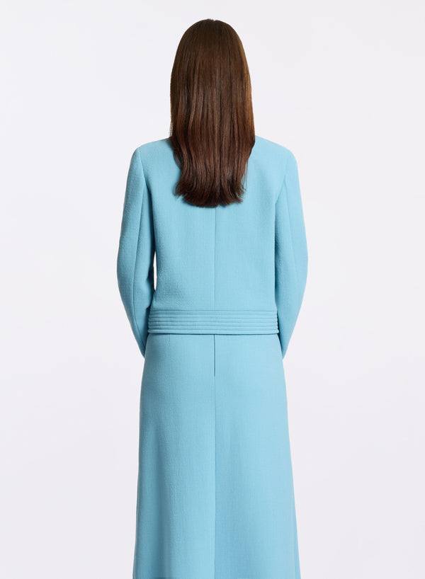 Elie Saab Wool Crepe Jacket Cerulean Blue