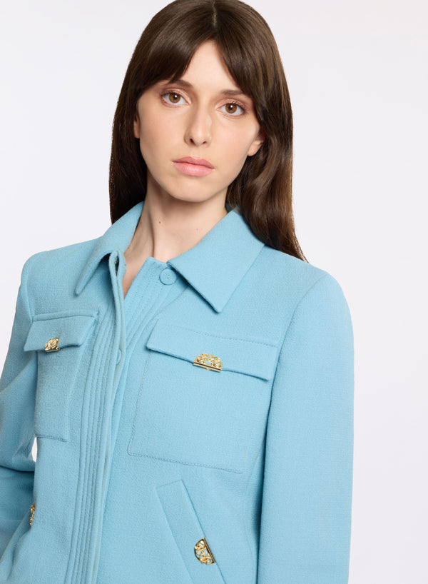 elie saab Wool crepe jacket Cerulean Blue