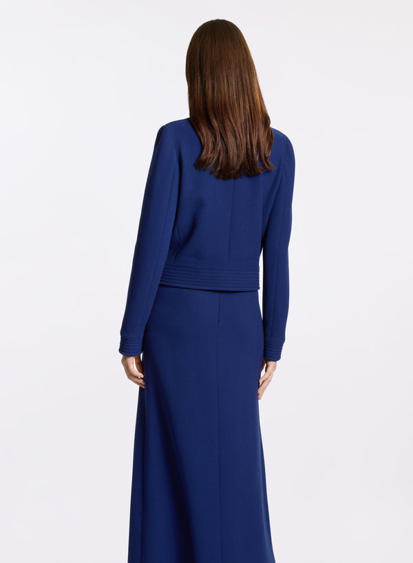 Elie Saab Wool Crepe Jacket Empire Blue