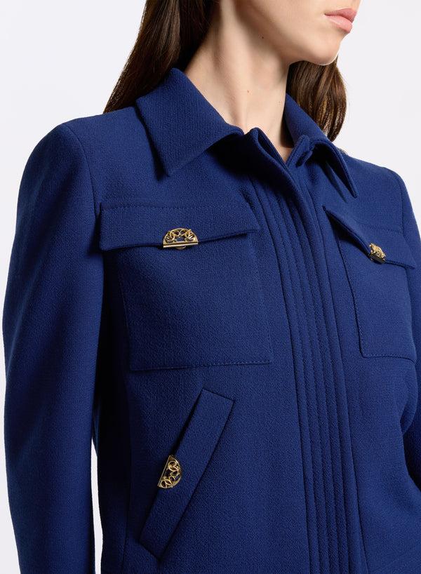 Elie Saab Wool Crepe Jacket Empire Blue