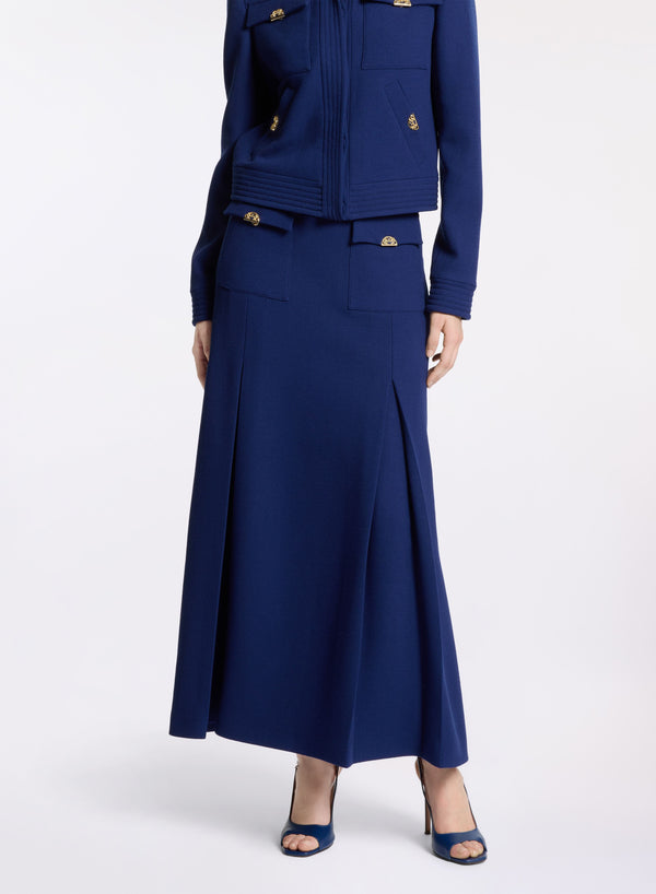 elie saab Wool crepe midi skirt Empire Blue