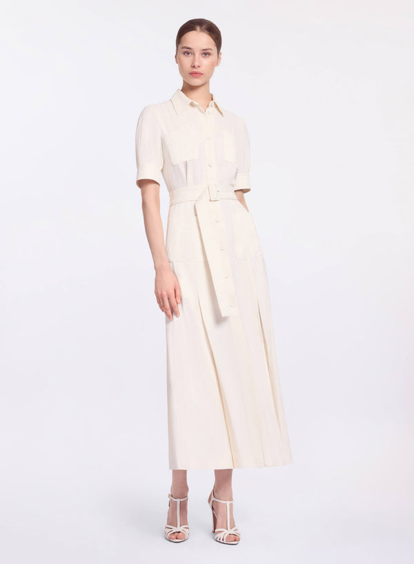 elie saab Embellished pinstripe midi dress Powder White