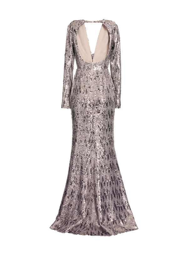 Elie Saab Embellished Sequins Open-back Dress Silver