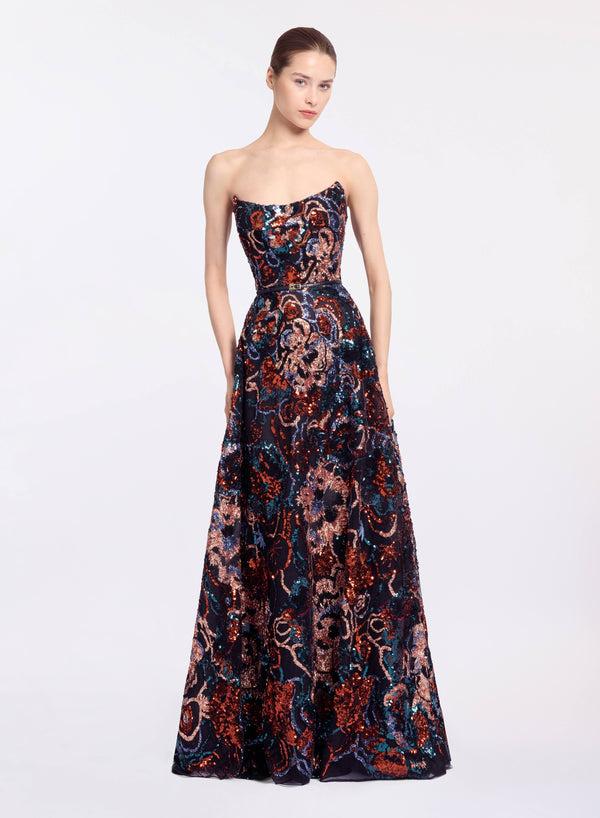 elie saab Floral embroidered sequin gown Dark Multicolor