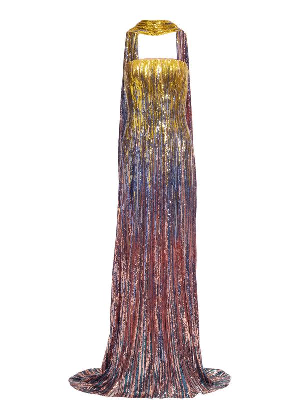 Elie Saab Multicolor Sequin Strapless Dress Multicolor