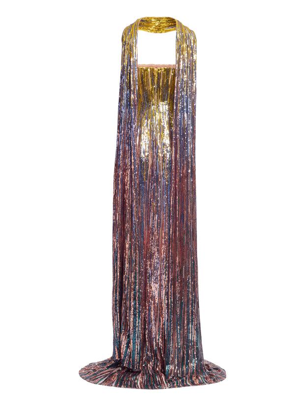 Elie Saab Multicolor Sequin Strapless Dress Multicolor