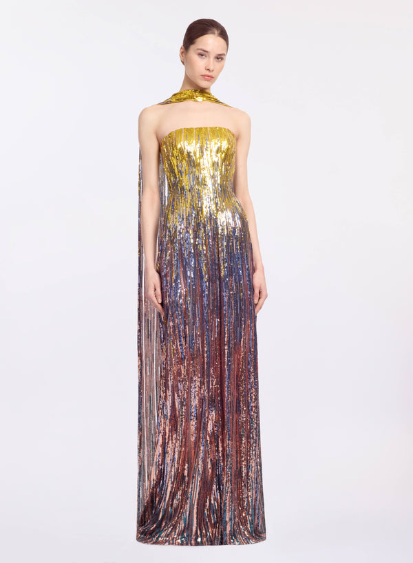 elie saab Multicolor sequin strapless dress Multicolor