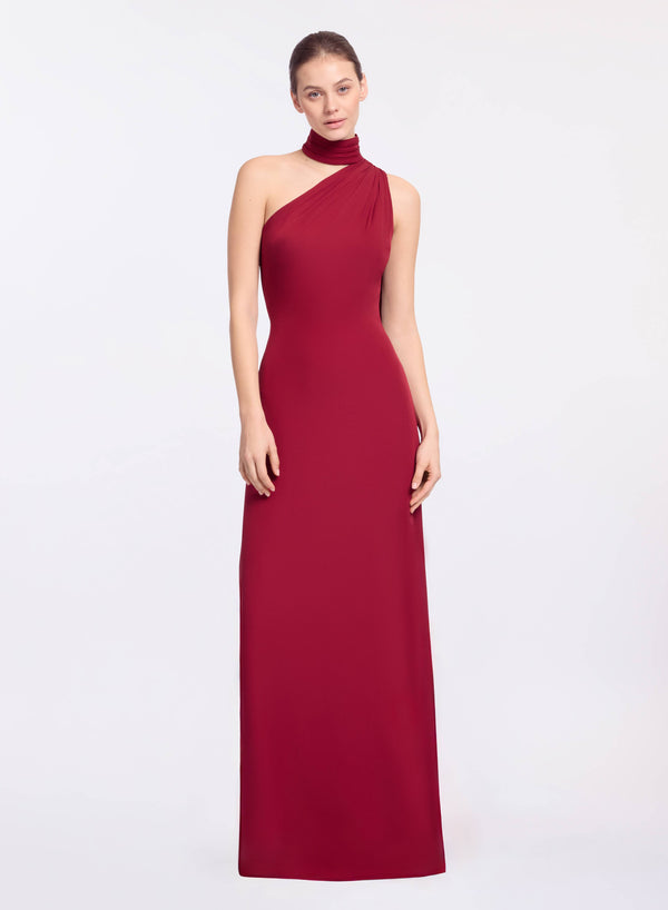elie saab One-shoulder silk long dress Luscious Red