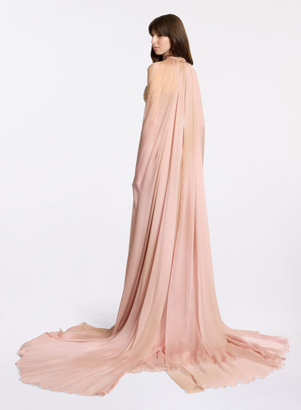 Elie Saab Printed Chiffon Long Dress Gradient Print