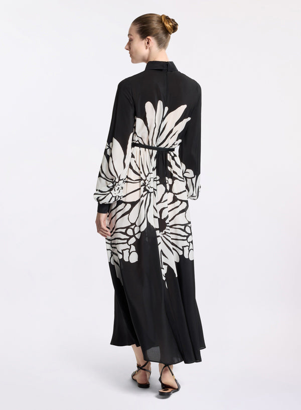 Elie Saab Printed Silk Midi Dress Center Flower Print