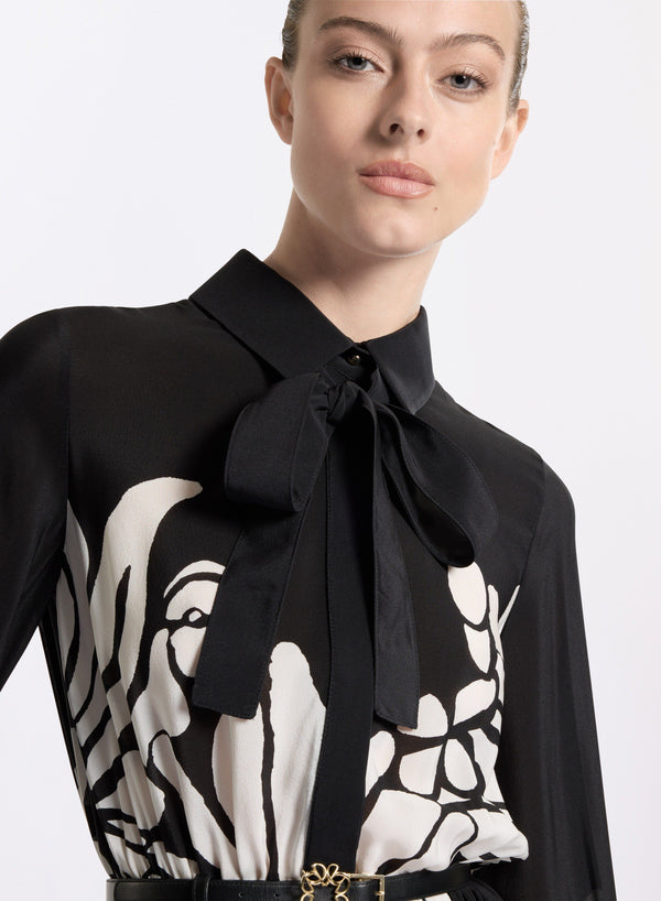 Elie Saab Printed Silk Midi Dress Center Flower Print