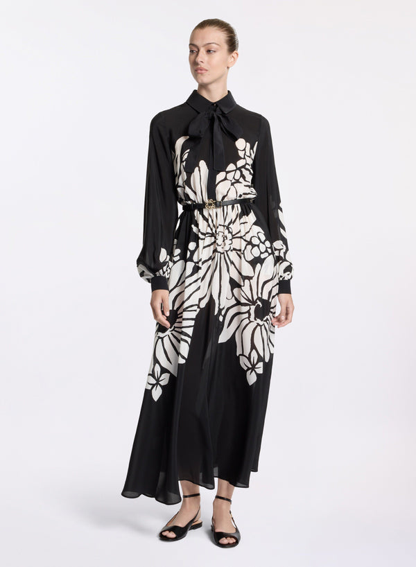 elie saab Printed silk midi dress Center Flower Print