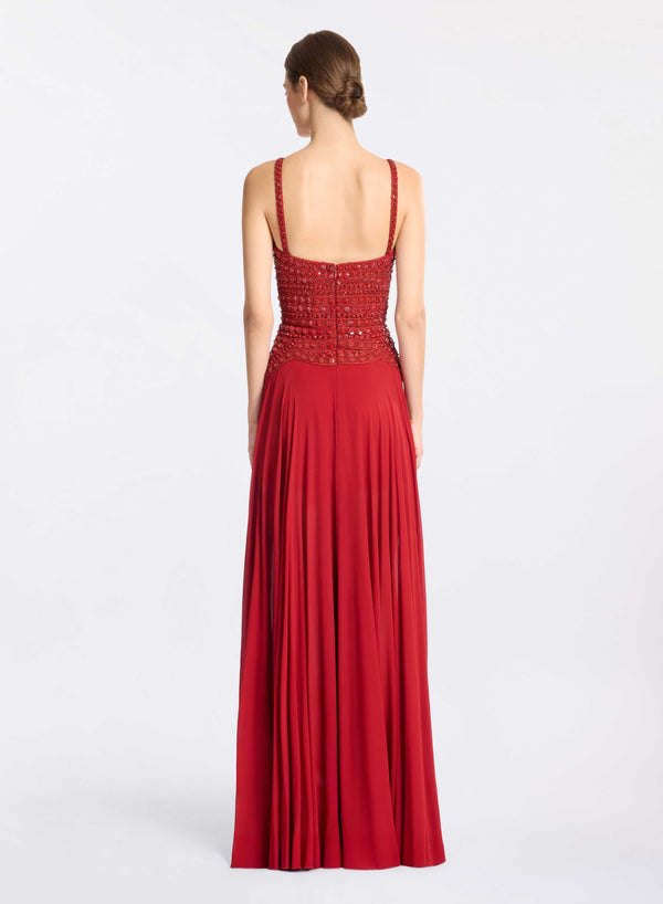 Elie Saab Silk Dress With Bead Embroidery Fireball Lily