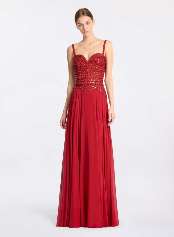 elie saab Silk dress with bead embroidery Fireball Lily