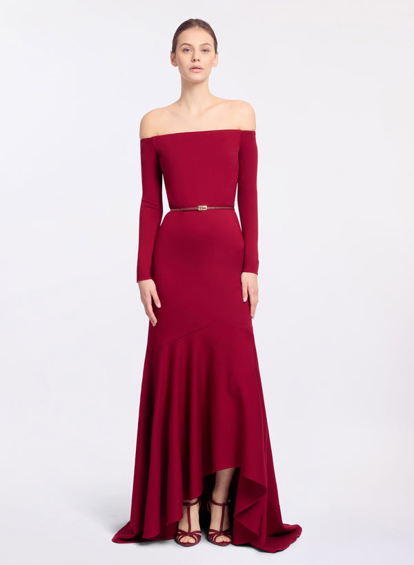 elie saab Structured jersey long dress Luscious Red