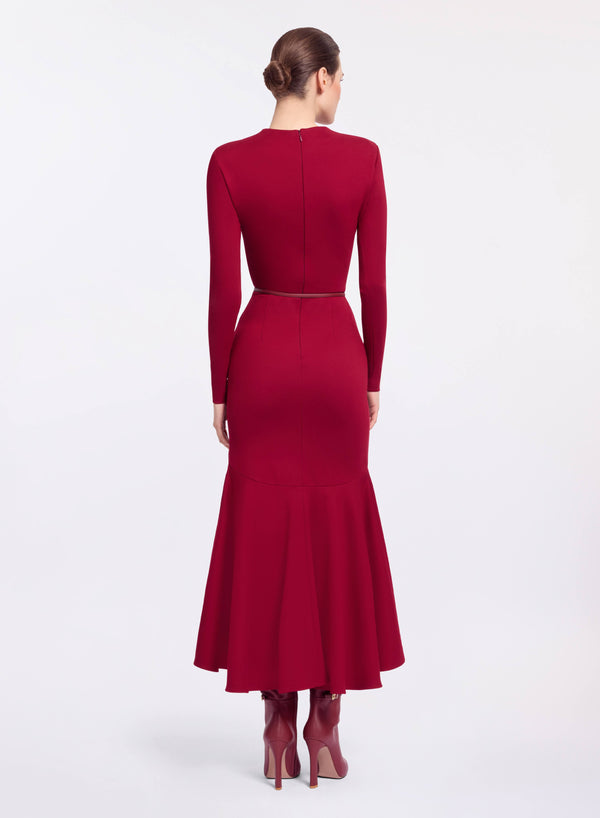 Elie Saab Structured Jersey Midi Dress Luscious Red