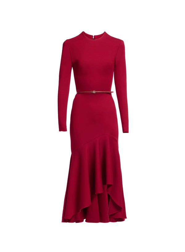 Elie Saab Structured Jersey Midi Dress Luscious Red