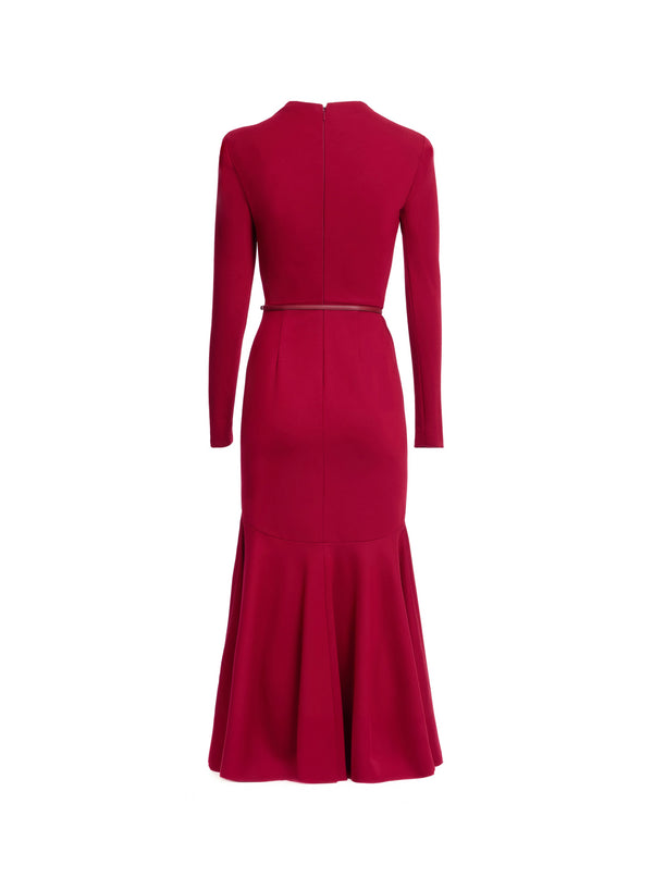 Elie Saab Structured Jersey Midi Dress Luscious Red