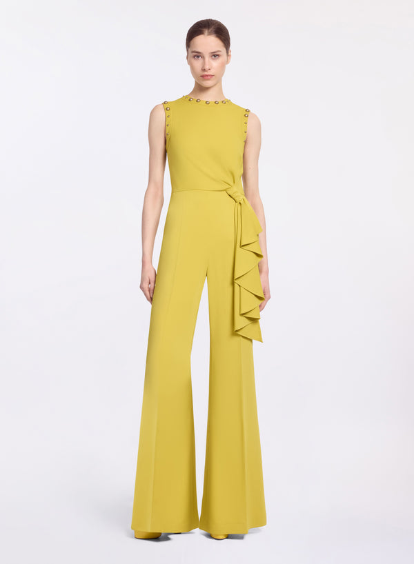 elie saab Stud embellished cady jumpsuit Antique Yellow