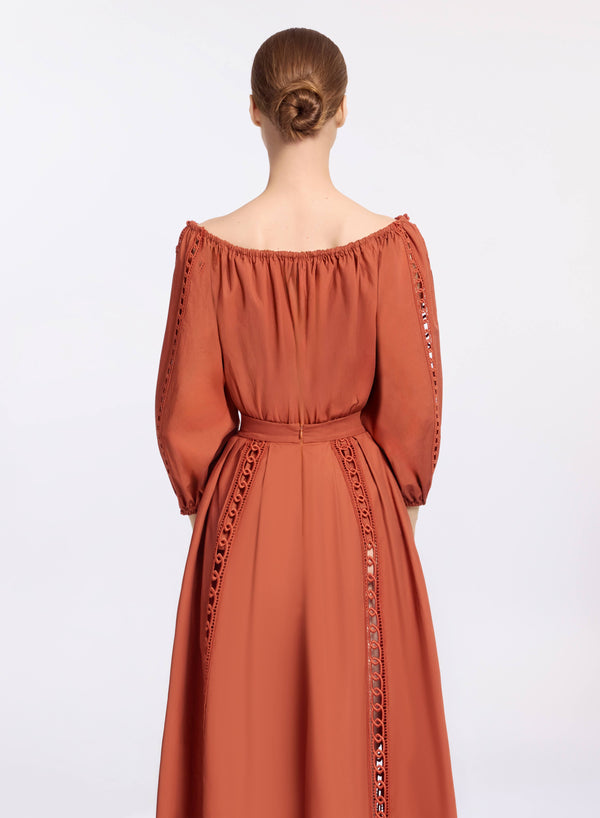 Elie Saab Trim Embellished Cotton Blouse Marchesa Orange