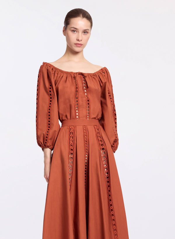 elie saab Trim embellished cotton blouse Marchesa Orange