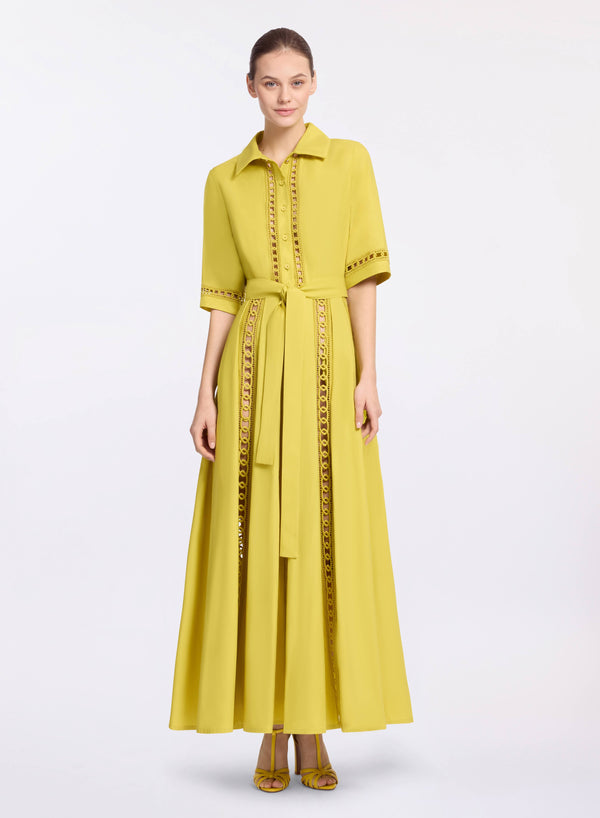 elie saab Trim embellished cotton shirt dress Antique Yellow